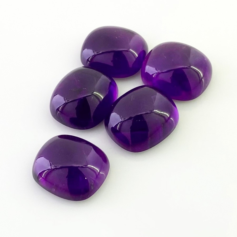 66.40 Carat African Amethyst 16x14mm Smooth Cushion Shape A Grade Cabochons Parcel - Total 5 Pcs.