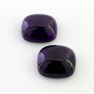 26.95 Carat African Amethyst 16x14mm Smooth Cushion Shape A Grade Cabochons Parcel - Total 2 Pcs.