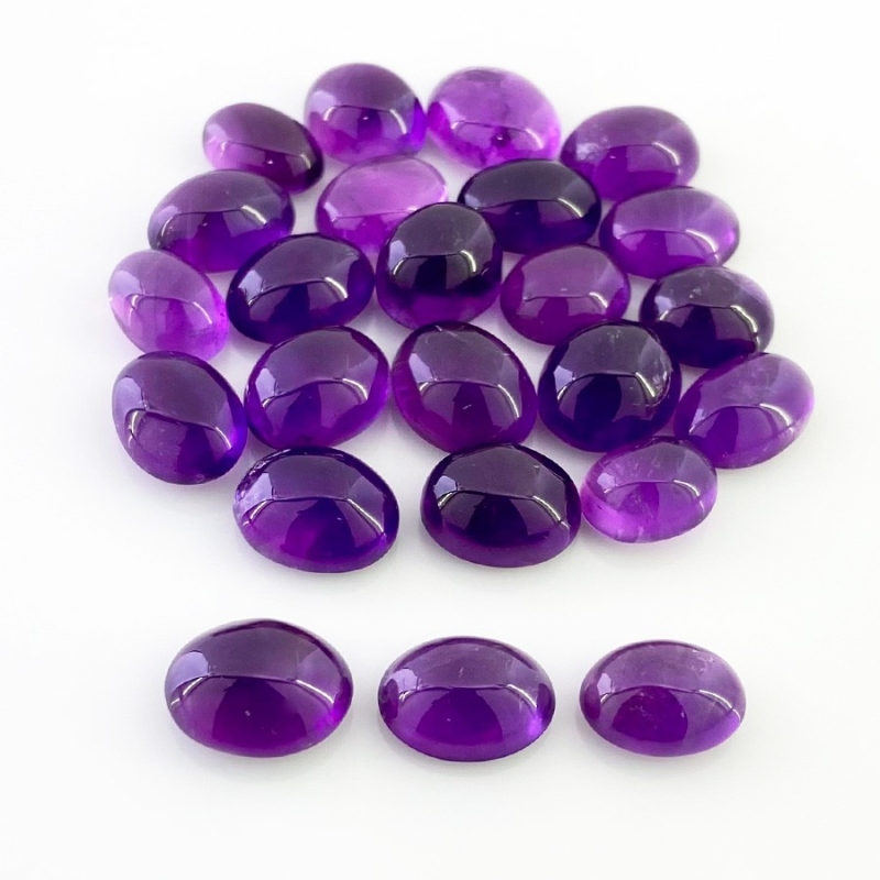 132.60 Cts. African Amethyst 11x9-13.5x11mm Smooth Oval Shape A Grade Cabochons Parcel - Total 24 Pcs.