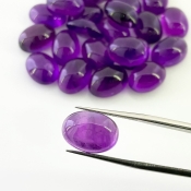 180.45 Cts. African Amethyst 14x10mm Smooth Oval Shape A Grade Cabochons Parcel - Total 25 Pcs.