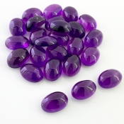 180.45 Cts. African Amethyst 14x10mm Smooth Oval Shape A Grade Cabochons Parcel - Total 25 Pcs.