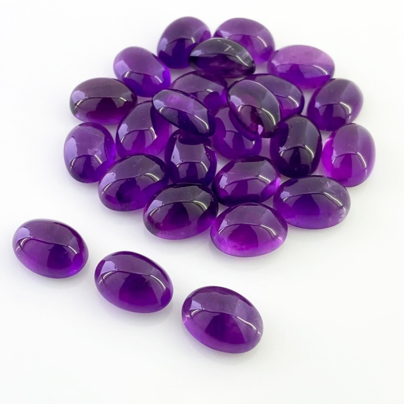 180.45 Cts. African Amethyst 14x10mm Smooth Oval Shape A Grade Cabochons Parcel - Total 25 Pcs.