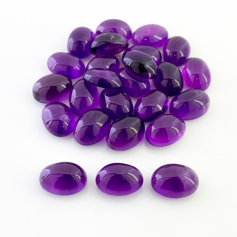 180.45 Cts. African Amethyst 14x10mm Smooth Oval Shape A Grade Cabochons Parcel - Total 25 Pcs.