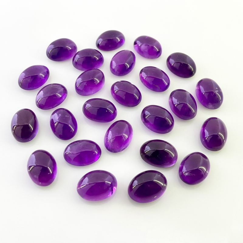 180.45 Cts. African Amethyst 14x10mm Smooth Oval Shape A Grade Cabochons Parcel - Total 25 Pcs.