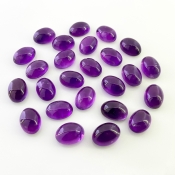 180.45 Cts. African Amethyst 14x10mm Smooth Oval Shape A Grade Cabochons Parcel - Total 25 Pcs.