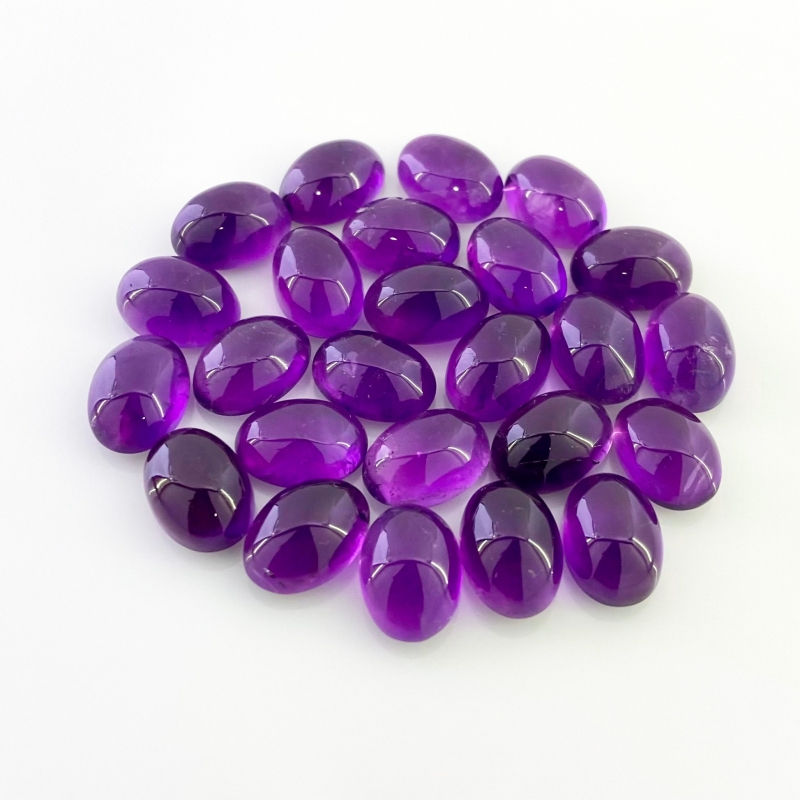 180.45 Cts. African Amethyst 14x10mm Smooth Oval Shape A Grade Cabochons Parcel - Total 25 Pcs.