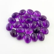 180.45 Cts. African Amethyst 14x10mm Smooth Oval Shape A Grade Cabochons Parcel - Total 25 Pcs.