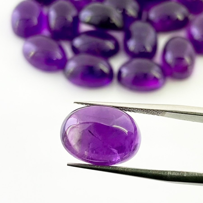 159.10 Cts. African Amethyst 14x10mm Smooth Oval Shape A Grade Cabochons Parcel - Total 21 Pcs.
