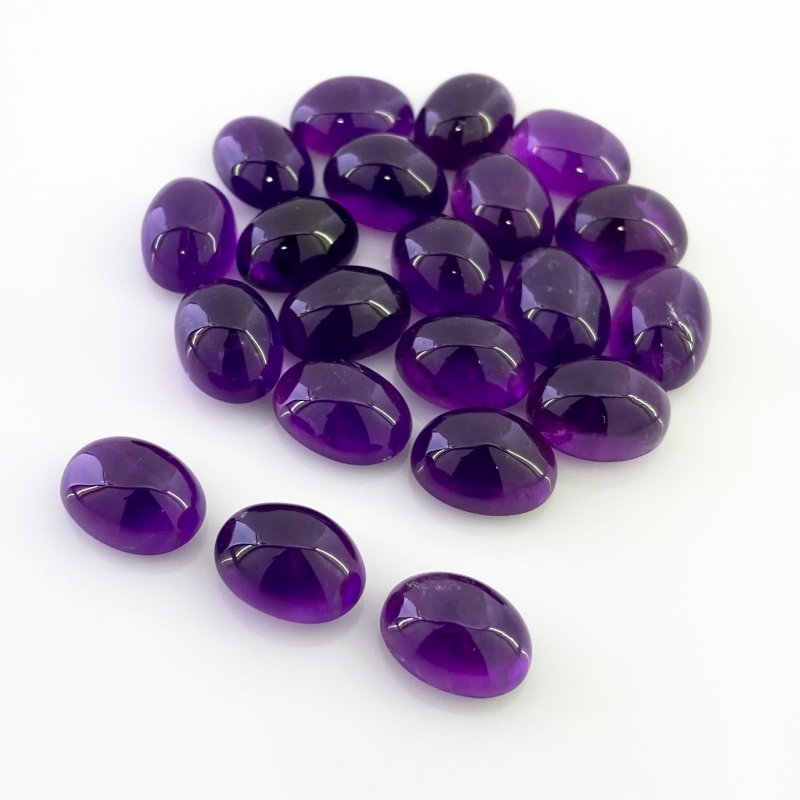 159.10 Cts. African Amethyst 14x10mm Smooth Oval Shape A Grade Cabochons Parcel - Total 21 Pcs.
