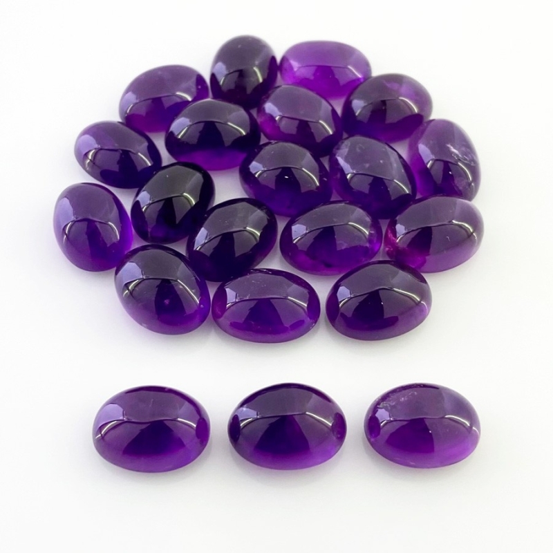 159.10 Cts. African Amethyst 14x10mm Smooth Oval Shape A Grade Cabochons Parcel - Total 21 Pcs.