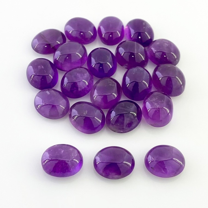 79.85 Cts. African Amethyst 11x9mm Smooth Oval Shape B Grade Cabochons Parcel - Total 20 Pcs.
