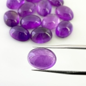 77.90 Cts. African Amethyst 14x10mm Smooth Oval Shape A Grade Cabochons Parcel - Total 13 Pcs.