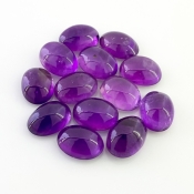 77.90 Cts. African Amethyst 14x10mm Smooth Oval Shape A Grade Cabochons Parcel - Total 13 Pcs.