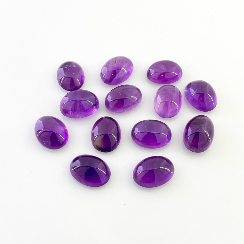 77.90 Cts. African Amethyst 14x10mm Smooth Oval Shape A Grade Cabochons Parcel - Total 13 Pcs.