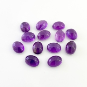 77.90 Cts. African Amethyst 14x10mm Smooth Oval Shape A Grade Cabochons Parcel - Total 13 Pcs.