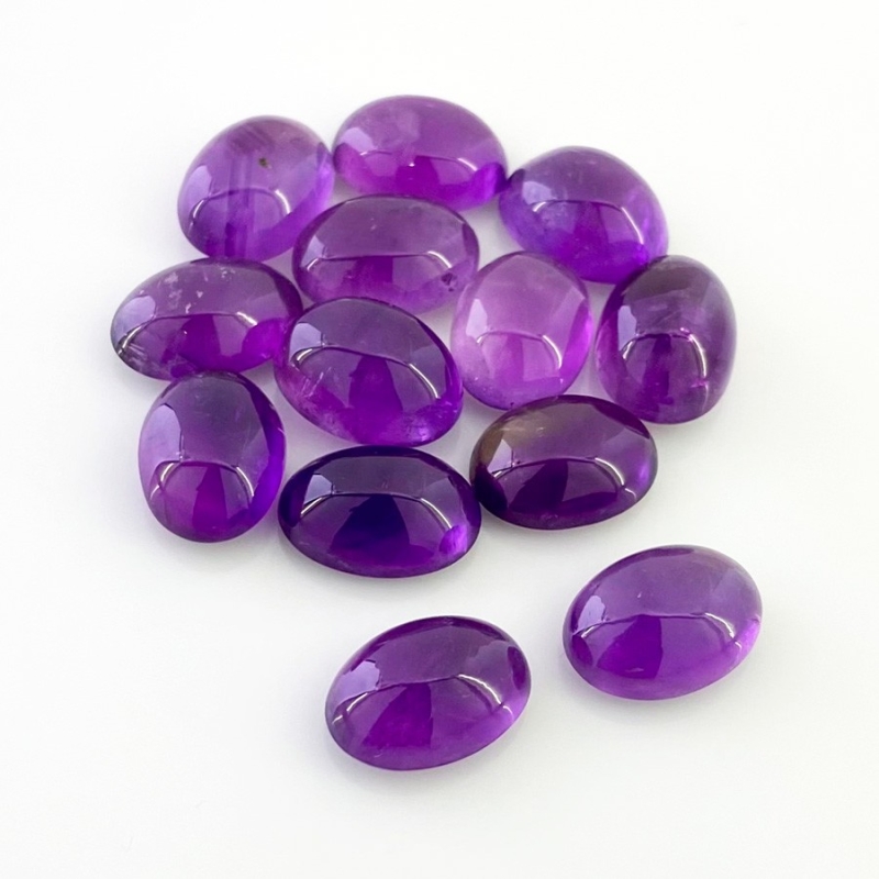 77.90 Cts. African Amethyst 14x10mm Smooth Oval Shape A Grade Cabochons Parcel - Total 13 Pcs.