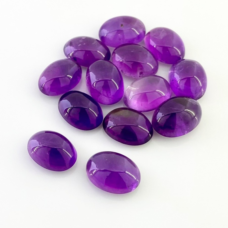 77.90 Cts. African Amethyst 14x10mm Smooth Oval Shape A Grade Cabochons Parcel - Total 13 Pcs.