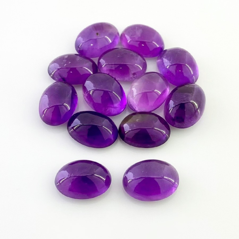 77.90 Cts. African Amethyst 14x10mm Smooth Oval Shape A Grade Cabochons Parcel - Total 13 Pcs.