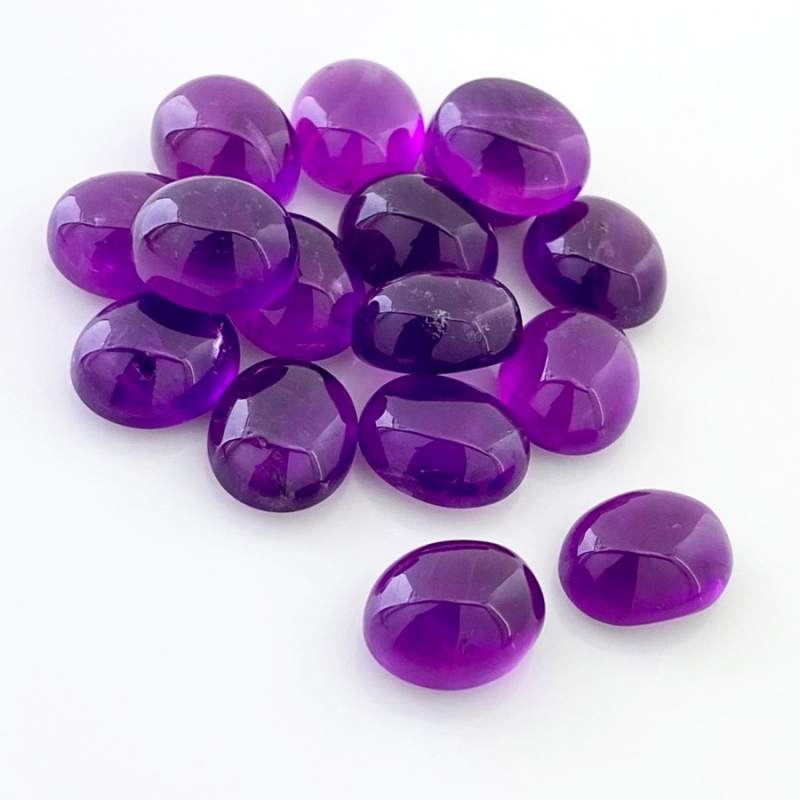 85.70 Cts. African Amethyst 12x10mm Smooth Oval Shape A Grade Cabochons Parcel - Total 16 Pcs.