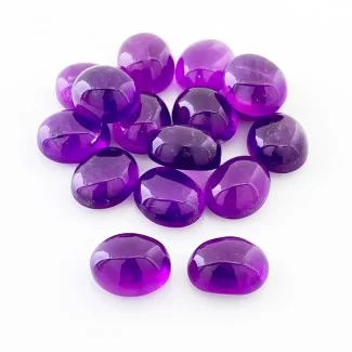 85.70 Cts. African Amethyst 12x10mm Smooth Oval Shape A Grade Cabochons Parcel - Total 16 Pcs.