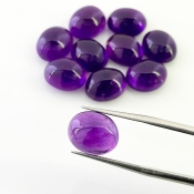 55.95 Cts. African Amethyst 12x10mm Smooth Oval Shape A Grade Cabochons Parcel - Total 10 Pcs.