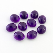 55.95 Cts. African Amethyst 12x10mm Smooth Oval Shape A Grade Cabochons Parcel - Total 10 Pcs.