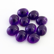 55.95 Cts. African Amethyst 12x10mm Smooth Oval Shape A Grade Cabochons Parcel - Total 10 Pcs.