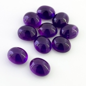 55.95 Cts. African Amethyst 12x10mm Smooth Oval Shape A Grade Cabochons Parcel - Total 10 Pcs.