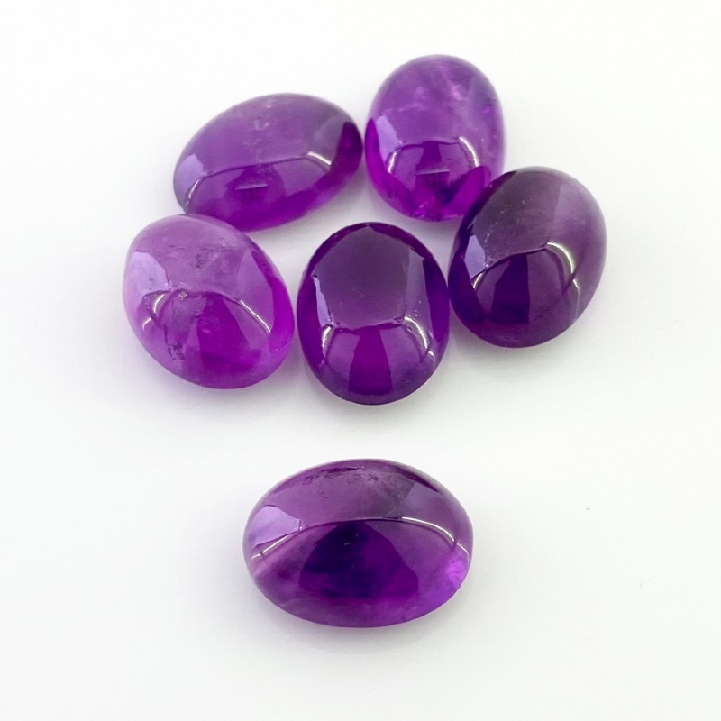 82.55 Cts. African Amethyst 18x13mm Smooth Oval Shape A Grade Cabochons Parcel - Total 6 Pcs.