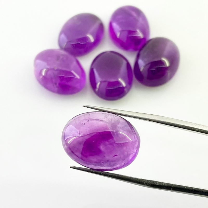 82.55 Cts. African Amethyst 18x13mm Smooth Oval Shape A Grade Cabochons Parcel - Total 6 Pcs.