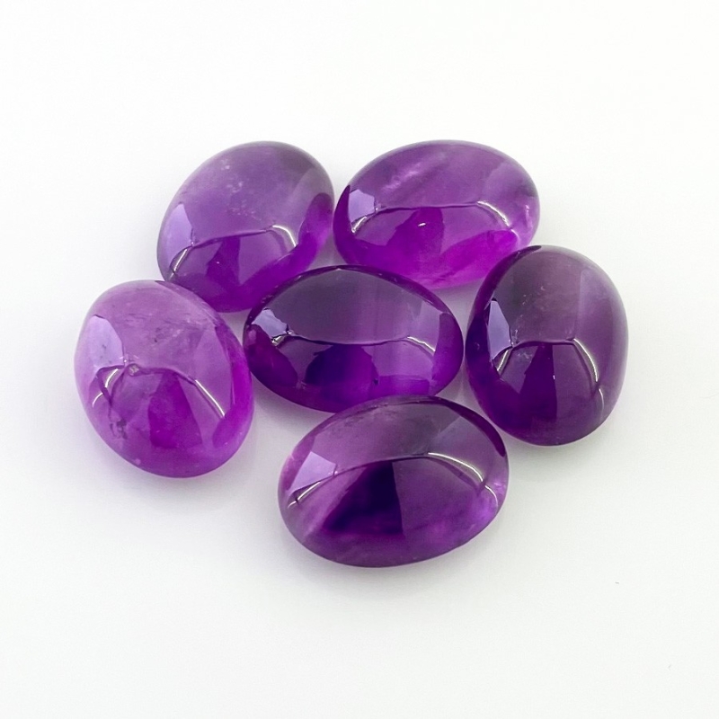 82.55 Cts. African Amethyst 18x13mm Smooth Oval Shape A Grade Cabochons Parcel - Total 6 Pcs.