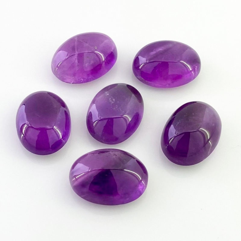 82.55 Cts. African Amethyst 18x13mm Smooth Oval Shape A Grade Cabochons Parcel - Total 6 Pcs.