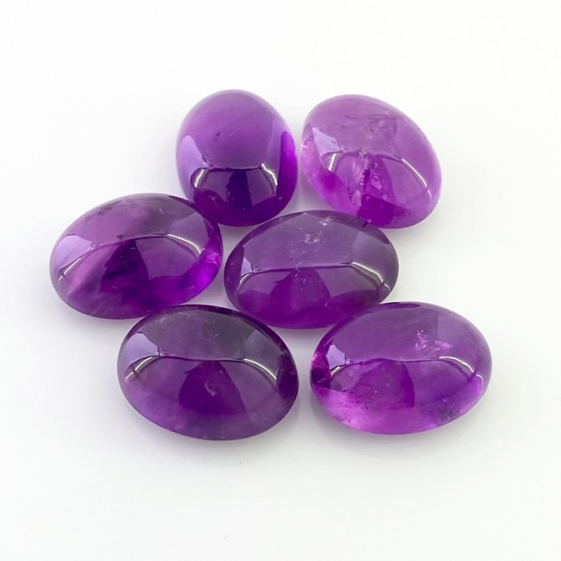 82.55 Cts. African Amethyst 18x13mm Smooth Oval Shape A Grade Cabochons Parcel - Total 6 Pcs.