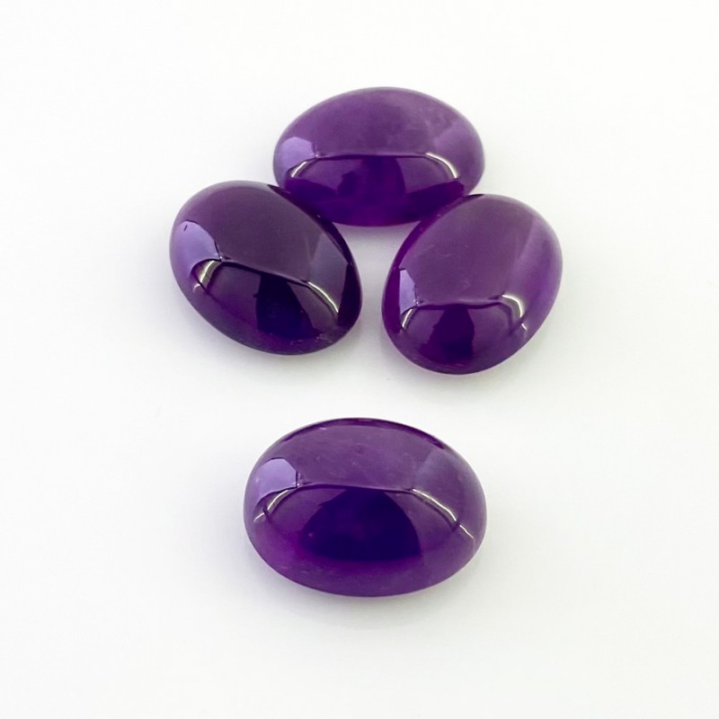 African Amethyst Smooth Oval Shape A Grade Cabochon Parcel - 18x13mm - 4 Pc. - 50.25 Cts.