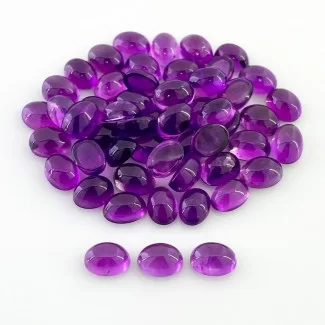 African Amethyst Smooth Oval Shape A Grade Cabochon Parcel - 7x5mm - 54 Pc. - 51.75 Carat