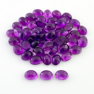51.75 Carat African Amethyst 7x5mm Smooth Oval Shape A Grade Cabochons Parcel - Total 54 Pcs.