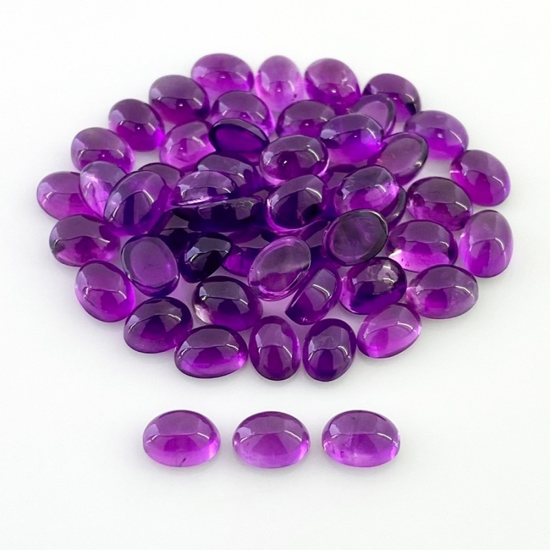 51.75 Carat African Amethyst 7x5mm Smooth Oval Shape A Grade Cabochons Parcel - Total 54 Pcs.
