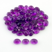 51.75 Carat African Amethyst 7x5mm Smooth Oval Shape A Grade Cabochons Parcel - Total 54 Pcs.