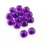 42.30 Carat African Amethyst 8mm Smooth Square Cushion Shape AA Grade Cabochons Parcel - Total 15 Pcs.