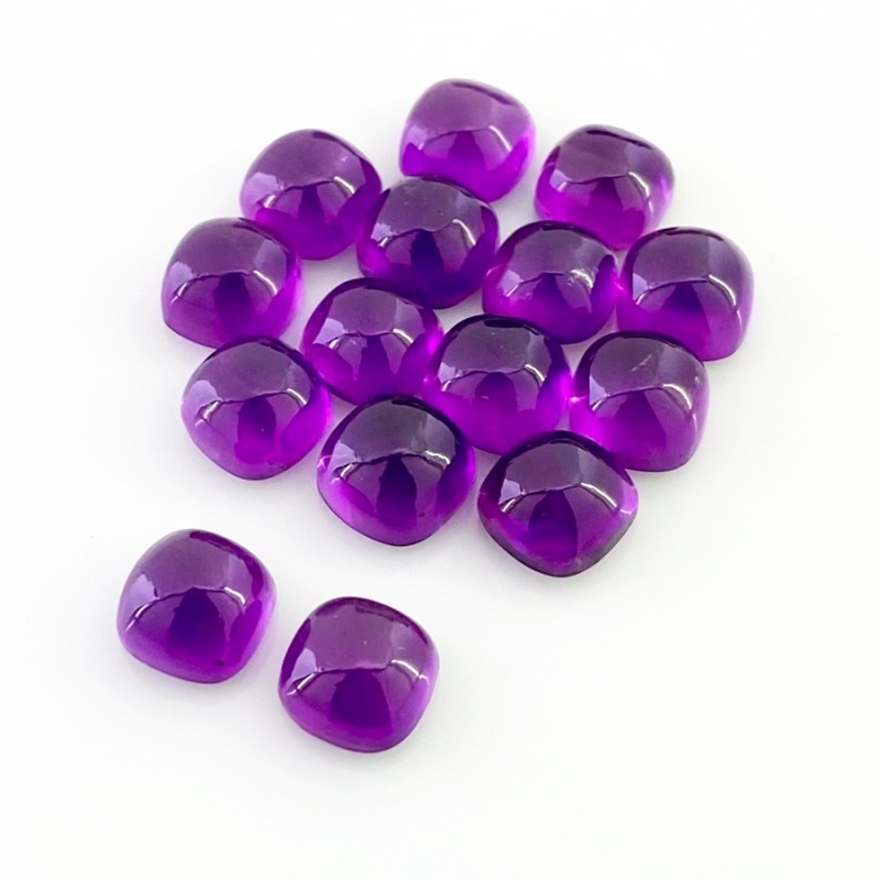 42.30 Carat African Amethyst 8mm Smooth Square Cushion Shape AA Grade Cabochons Parcel - Total 15 Pcs.