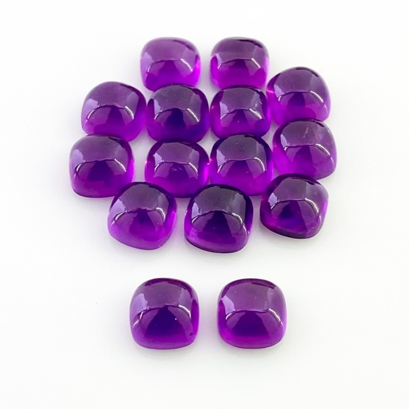 42.30 Carat African Amethyst 8mm Smooth Square Cushion Shape AA Grade Cabochons Parcel - Total 15 Pcs.