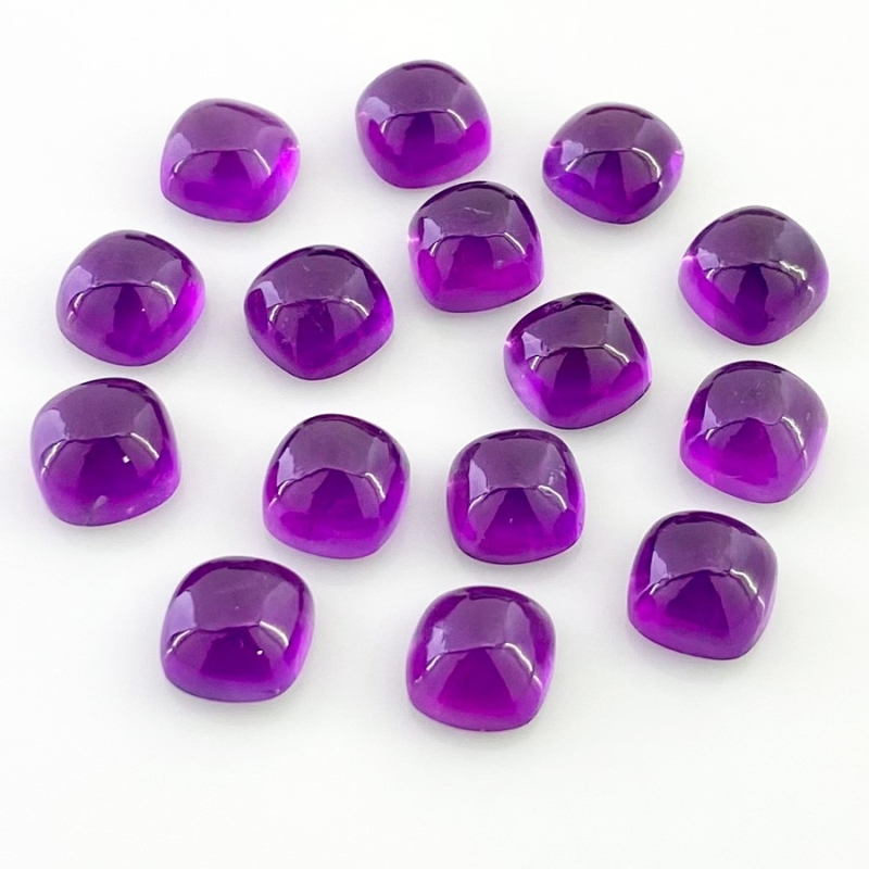 42.30 Carat African Amethyst 8mm Smooth Square Cushion Shape AA Grade Cabochons Parcel - Total 15 Pcs.