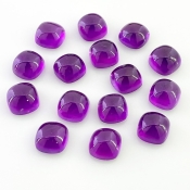 42.30 Carat African Amethyst 8mm Smooth Square Cushion Shape AA Grade Cabochons Parcel - Total 15 Pcs.