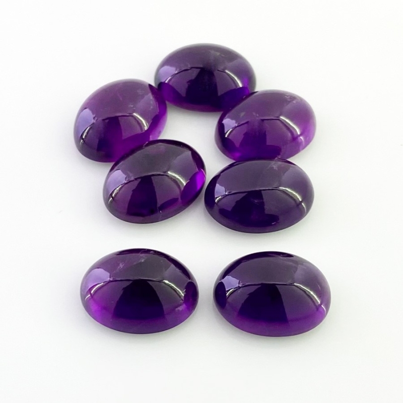 66.6 Carat African Amethyst 16x12mm Smooth Oval Shape A Grade Cabochons Parcel - Total 7 Pcs.