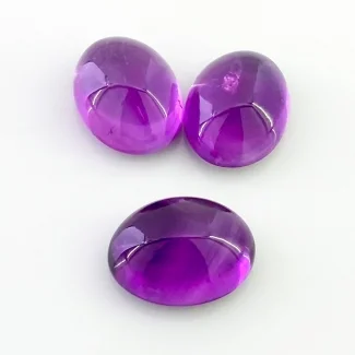 29.25 Carat African Amethyst 16x12mm Smooth Oval Shape AA Grade Cabochons Parcel - Total 3 Pcs.