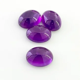 38.4 Carat African Amethyst 16x12mm Smooth Oval Shape A Grade Cabochons Parcel - Total 4 Pcs.