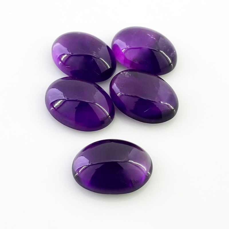 African Amethyst Smooth Oval Shape A Grade Cabochon Parcel - 18x13mm - 5 Pc. - 55.90 Carat