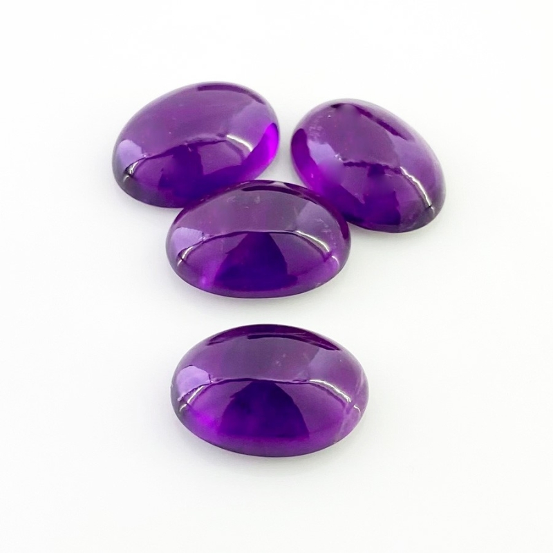 45 Carat African Amethyst 18x13mm Smooth Oval Shape A Grade Cabochons Parcel - Total 4 Pcs.