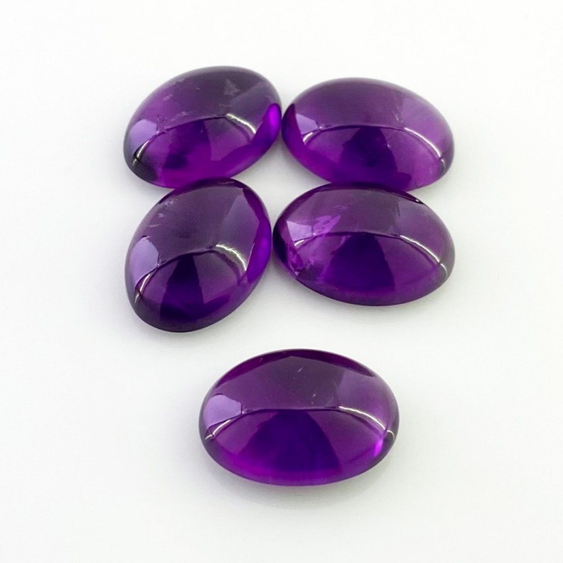 African Amethyst Smooth Oval Shape A Grade Cabochon Parcel - 18x13mm - 5 Pc. - 55.45 Carat