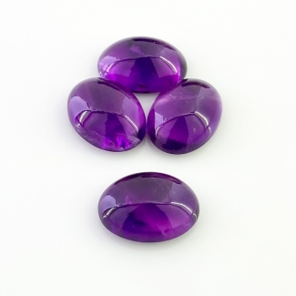 45 Carat African Amethyst 18x13mm Smooth Oval Shape A Grade Cabochons Parcel - Total 4 Pcs.